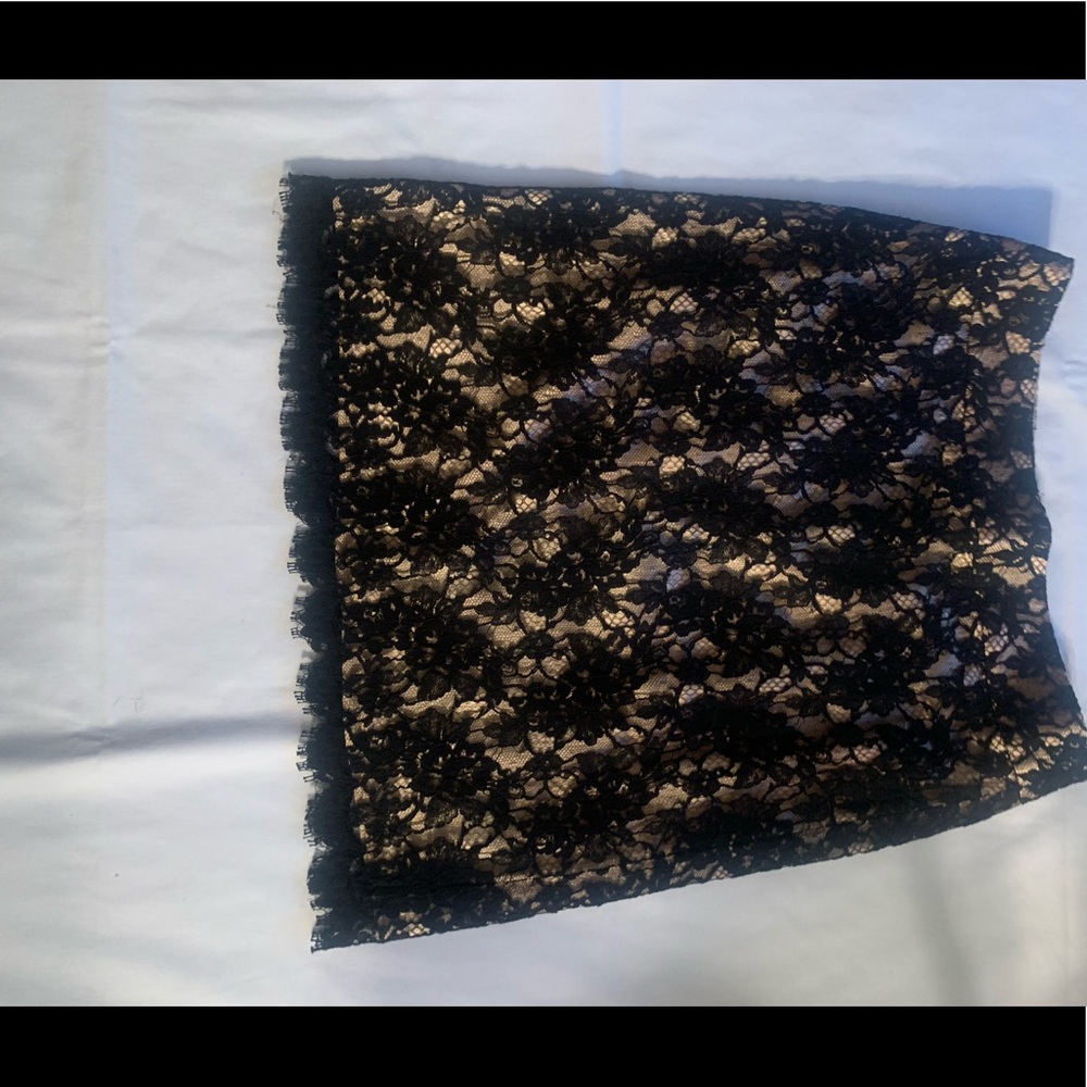 Banana Republic Women's Black Lace Mid-Pencil Skirt Sz12P. Beautiful Rose Lining